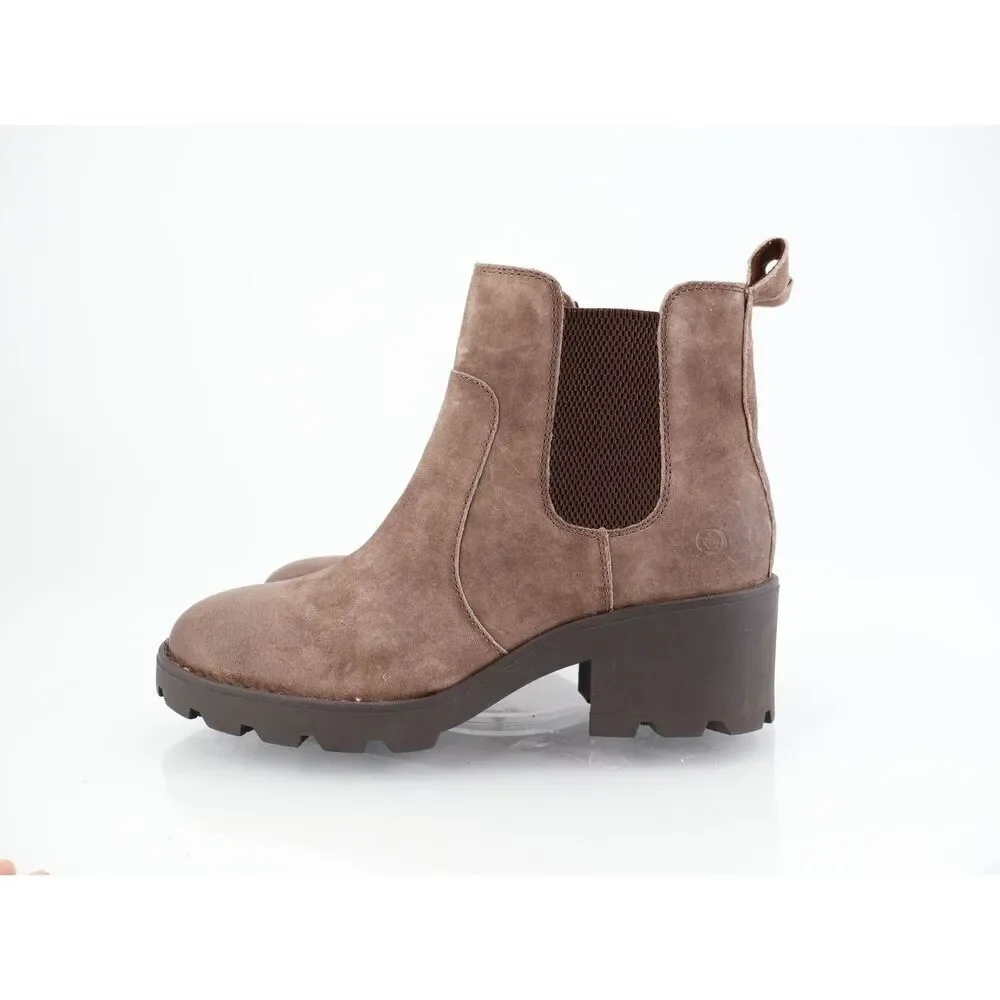 Born Graci Chelsea Boot Size 11 M Lug Sole Brown Leather Block Heel Pull on